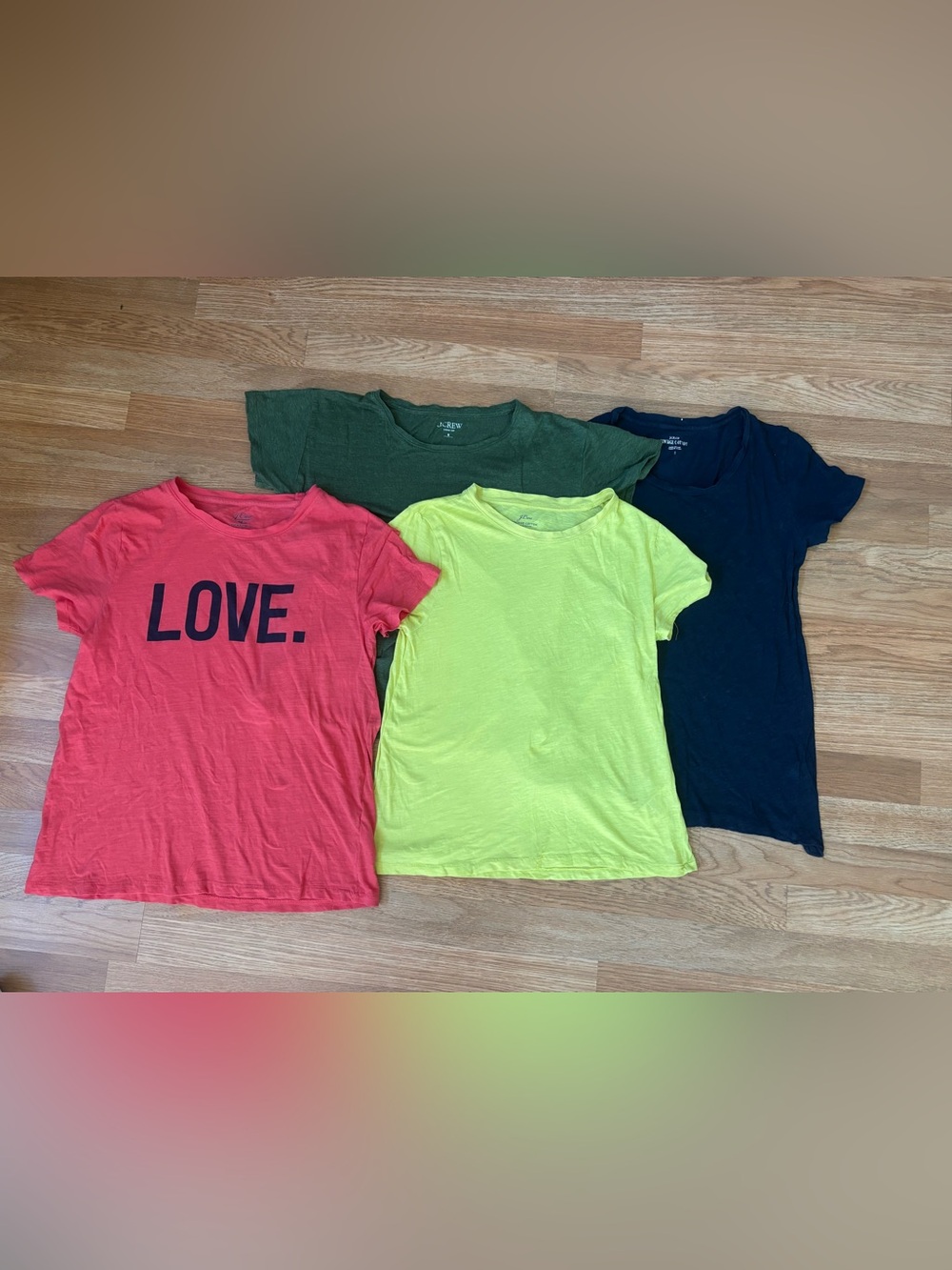 J. Crew Women’s 4 Short-Sleeve Tee Bundle Yellow, Coral, Olive, Navy Sz Small/M